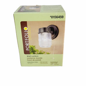 Portfolio Outdoor Wall Lantern Sconce #0156459 Matte Black Finish Clear Glass